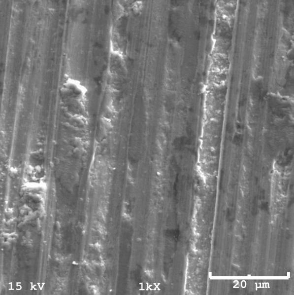 75 4.5.3 Análise das Superfícies de Desgaste A análise das superfícies de desgaste foi realizada através de microscopia eletrônica de varredura para todos os quatro grupos de amostras estudadas.