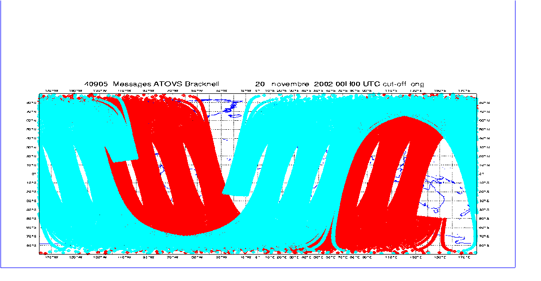 SYNOP e navios - superfície P,T,UR,vento avião - T,vento Observations used in ARPEGE Bóias na