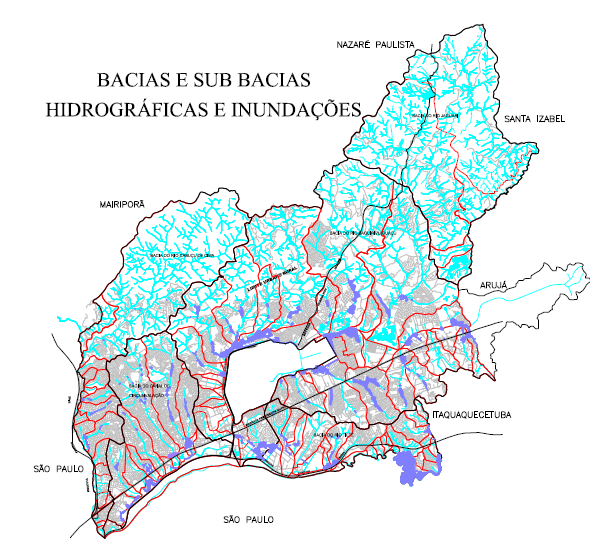 Segue abaixo a ilustração dos principais pontos de enchentes no município: Figura 9 - Localização das bacias sub-bacias e principais pontos de inundações 3.4.1.