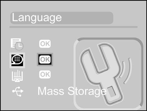 2.5.2 Definir o idioma Para definir o idioma: 1. Ligue a máquina como descrito em Ligar a máquina a primeira vez no ponto 2.3. 2. Prima longamente o botão MENU para visualizar o ecrã do menu principal.