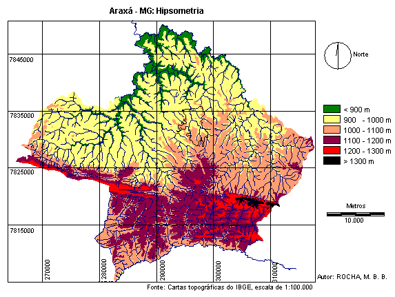 Hipsometria A hipsometria do município de Araxá está representada na figura 3.