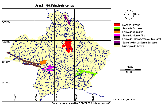 Figura 4 Principais serras de Araxá MG Geomorfologia De acordo com Valeriano et al (2004), o município de Araxá está contido em uma Unidade Morfoestrutural do tipo faixa de dobramento, denominada