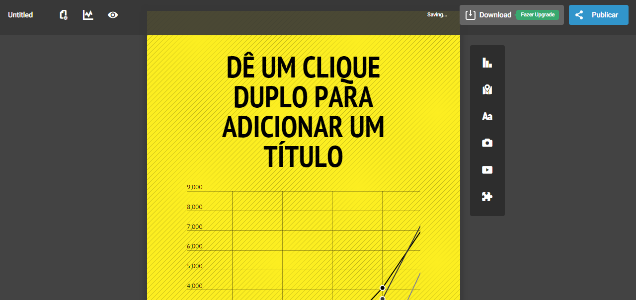 Figura 5 - Novo infográfico É possível a inserção de imagens e vídeos no infográfico, seja através de arquivos já existentes no computador do usuário ou disponíveis pela web.