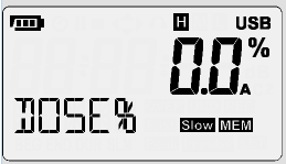 Nota: É melhor visualizar os dados de DOSE na interface do software. Consulte o guia de ajuda do Software SL400. Para leituras de ruído DOSE, SLM NÃO deve aparecer na linha inferior.