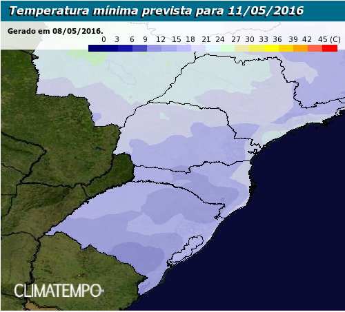 Dados Meteorológicos Quadro A Quadro B Quadro A: Mapa com a previsão de precipitação para terça-feira (10/05), indicando probabilidade de chuvas mais significativas, para o norte do RS e maior parte