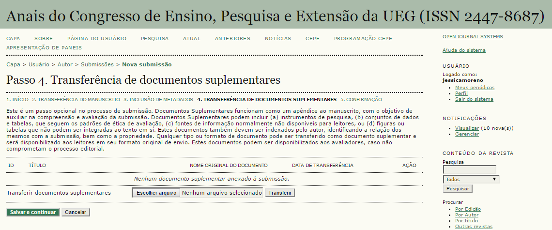 Figura 17 Passo 3. Metadados da submissão (Indexação) informações do documento 1/2 Figura 18 Passo 3.