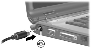 Para conectar um dispositivo de vídeo ao conector de saída de S-Video: 1. Conecte uma extremidade do cabo de S-Video ao conector de saída de S-Video no computador. 2.