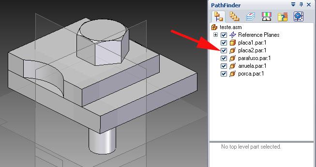 2- Edição de sólido estando no ambiente de montagem Você pode fazer edições nos sólidos das montagens. Para isso: -Clique no sólido, -Botão da direita do mouse.