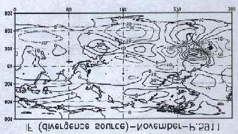 Fig. 6 Anomalias médias diárias observadas de precipitação em novembro de 1982 (em mm). Fig.