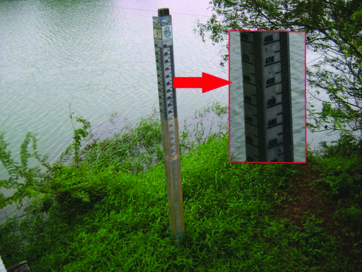 20 régua limnimétrica instalada pela Prefeitura Municipal de Araranguá, em Santa Catarina, para alerta em casos de cheias. Figura 2 Régua limnimétrica no Rio Araranguá em Araranguá, SC.