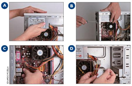 INSTALAÇÃO Removendo a fonte (ao lado) Caso você esteja trocando uma fonte.