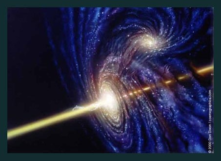 Galáxias Ativas Um quasar (quasi-stellar radio source, ou fonte de rádio quase estelar) é um objeto astronômico distante e poderosamente energético com um núcleo galáctico ativo, de tamanho maior que