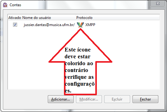 Terminado o cadastro destes dados, clique em Adicionar. Neste momento, a sua conta já estará configurada.