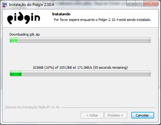 E pronto! O Pidgin já está sendo instalado em seu computador.