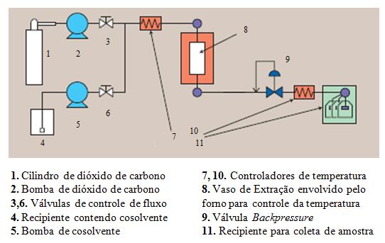 Figura 1 Esquema do sistema de extração supercrítica.