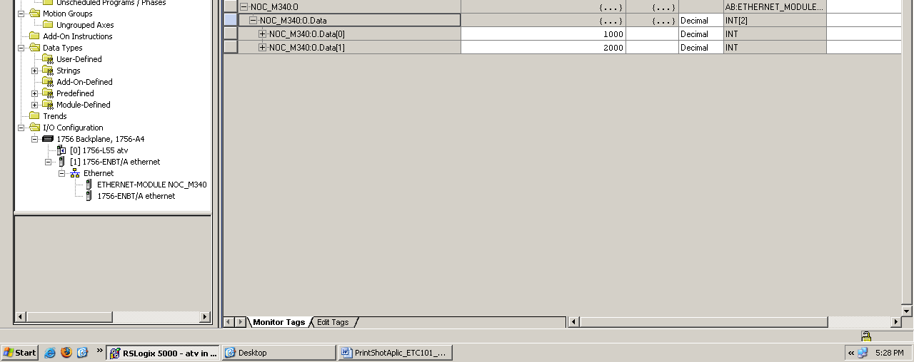 15. Visualização on line no clp ControlLogix.