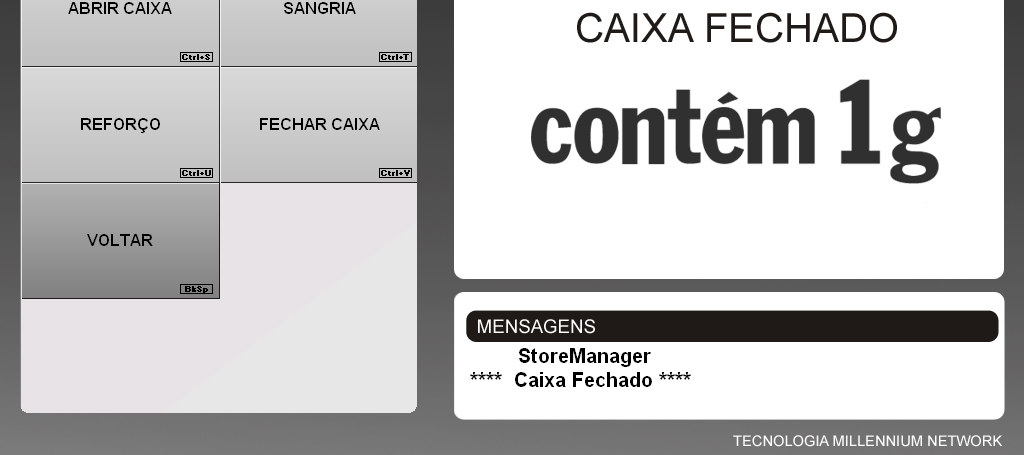 2.1 Abertura de caixa Ao selecionar o Menu Caixa, o