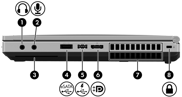 Direita NOTA: Consulte a ilustração que mais se assemelhe ao seu computador.