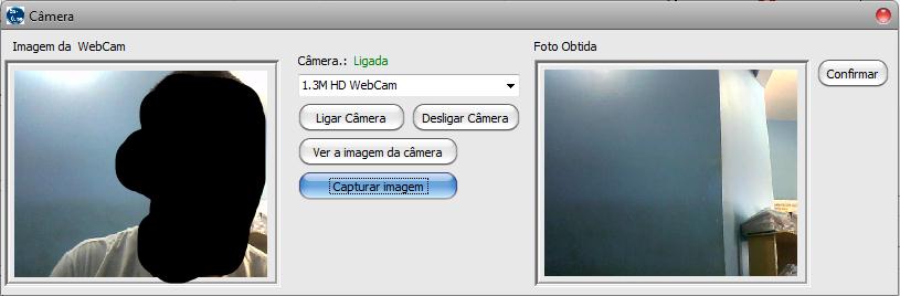 Processo do webcam Na janela de cadastro de alunos clique no botão webcam no meio da tela.