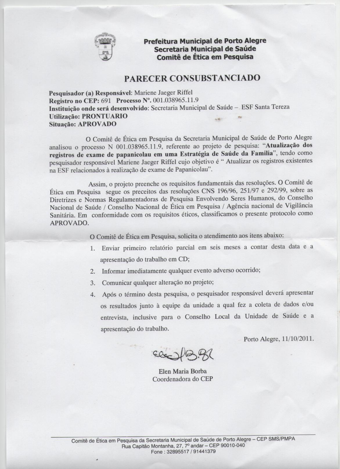 51 ANEXO F Carta de aprovação do Projeto pelo Comitê de