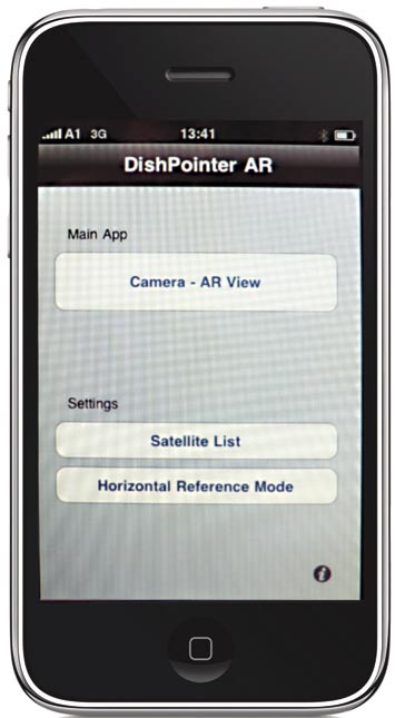 DishPointer Augmented Reality Barra de Status DishPointer Augmented Reality Menu Principal DishPointer Augmented