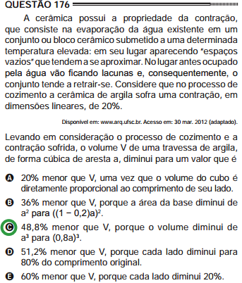 na Contemporaneidade: desafios e possibilidades Sociedade Brasileira d Figura 1 - Item 176 da prova de ENEM 2012.