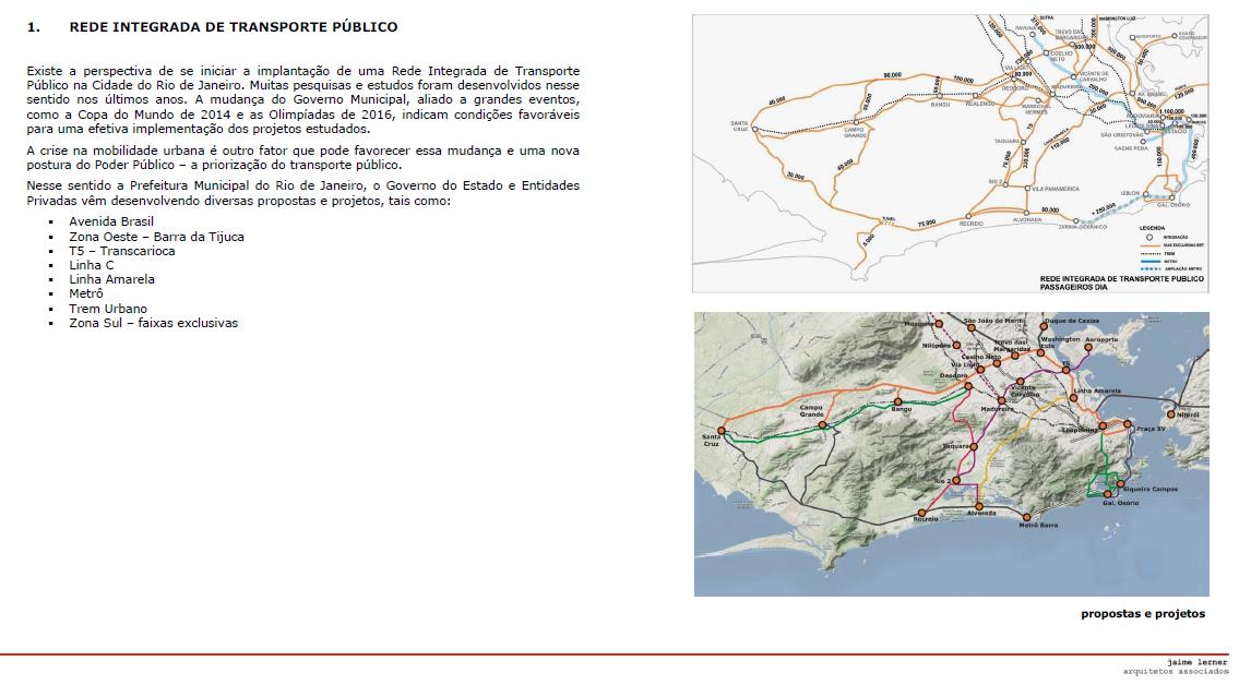 Qualidade nos SISTEMAS de BRT Desenho de uma Rede Integrada de BRT Avenida Brasil Zona Oeste-