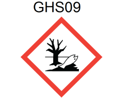 Frases de risco: R 50/53 - Muito tóxico para os organismos aquáticos, pode causar efeitos nefastos a longo prazo no ambiente aquático. Frases de segurança: S 61 - Evitar libertação para o ambiente.