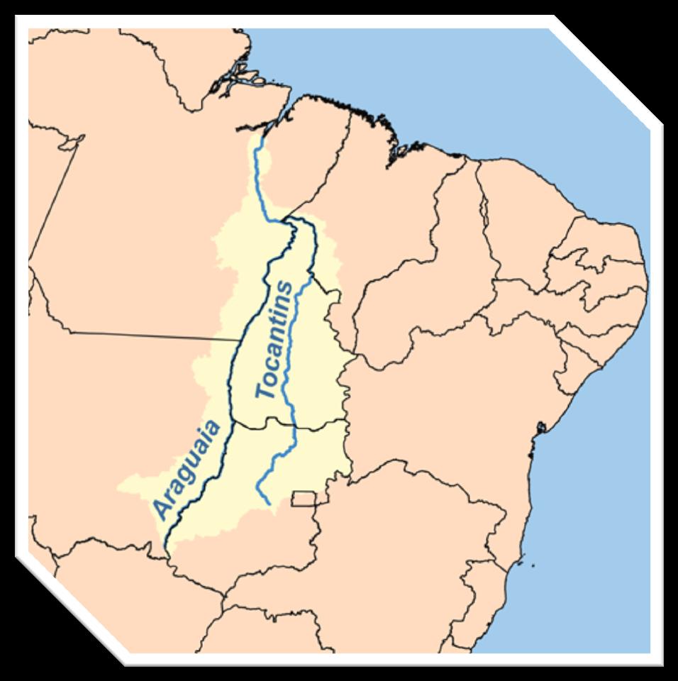 BACIA HIDROGRÁFICA DO TOCANTINS-ARAGUAIA A bacia hidrográfica do Araguaia-Tocantins está localizada na região centro-norte do território do Brasil.