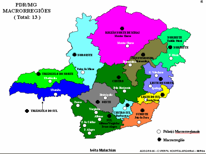 8 Figura 3 Estado de Minas Gerais: Macrorregiões assistenciais N Sem escala Segundo Malachias (2005) essa regionalização procurou incorporar diversos critérios, objetivando subsidiar,processos de