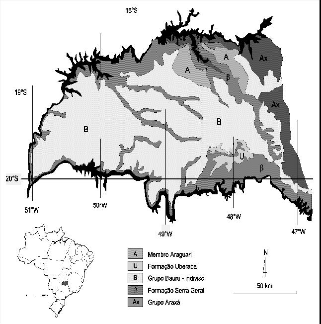 predominam fácies maciças de conglomerados sobrepostas por camadas de arenitos conglomeráticos.