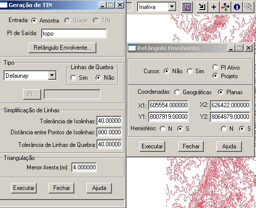 Abra o painel de controle e mande DESENHAR novamente. Com á área já desenhada, o primeiro passo para fazer uma MODELAGEM DO TERRENO é fazer a malha triangular.