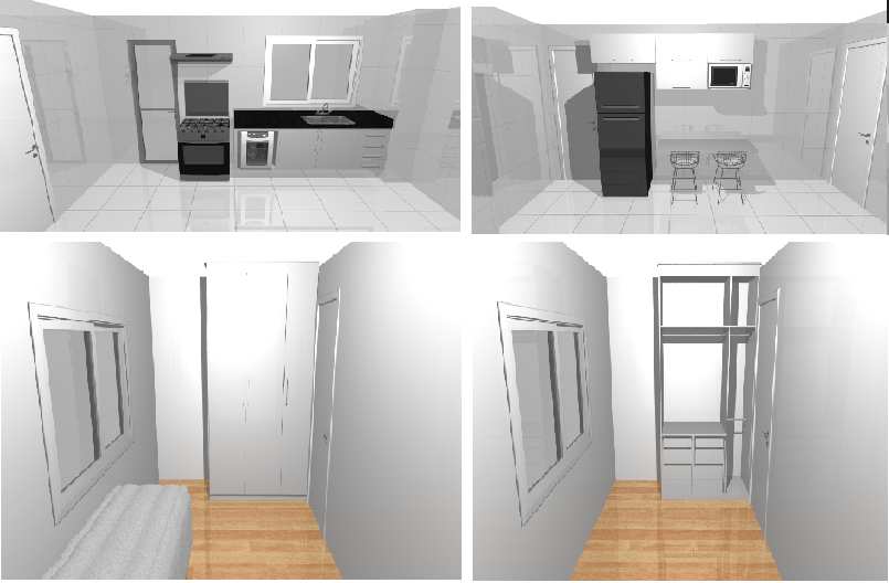 1 Armário superior de 2,50 x 0,80 m contendo 4 basculantes e 1 nicho para microondas; 1 Bancada de 1,60 x 0,50 x 0,592 ( L x H x PF ) 2.