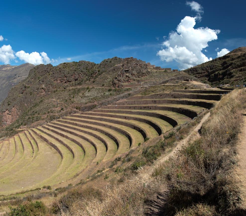 Império Inca Aspectos econômicos: Agricultura de diversos produtos; Distribuição através de estradas; Uso de curvas de nível e plataformas para o plantio; Mita: sistema de