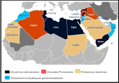 Primavera Árabe É o nome dado à onda de protestos, revoltas e revoluções populares contra governos do mundo árabe que