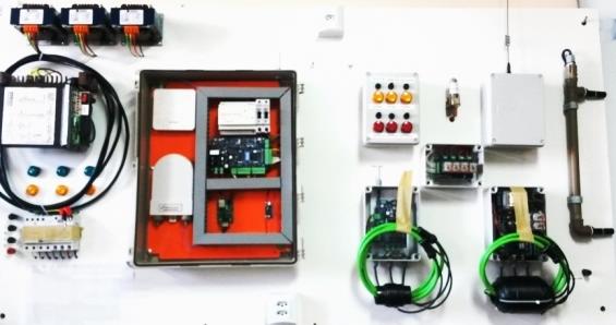 Figura 4 - Painel de testes de Acoplamento Quanto ao problema encontrado com o sensor de intrusão uma caixa foi montada para a realização de testes com o novo sensor escolhido, o sensor é instalado