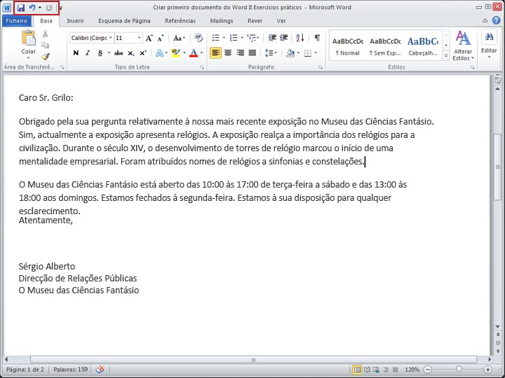 Em seguida, mova o cursor para o final do parágrafo para onde pretende que a frase seja apresentada (após a marca de formatação do ponto).