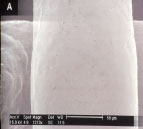 FIGURA 7: Braquete antes (A) e após (B) o jateamento, observado no Microscópio Eletrônico de Varredura.