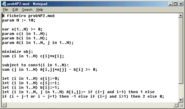 7.2 Considere o problema de optimização linear com restrições f(x, y, z) x IR N,y IR N,z IR B s.a N x i y i + 0.
