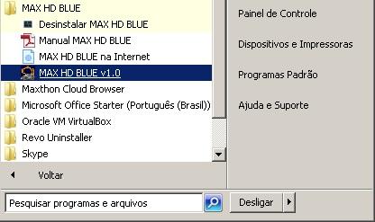 Selecionando o ícone MAX HD BLUE Configurando a Porta de Comunicação (1ª.