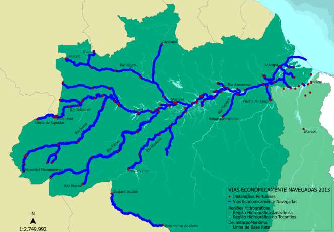 Complexo Hidroviário Solimões-Amazonas Extensão navegada: 17.
