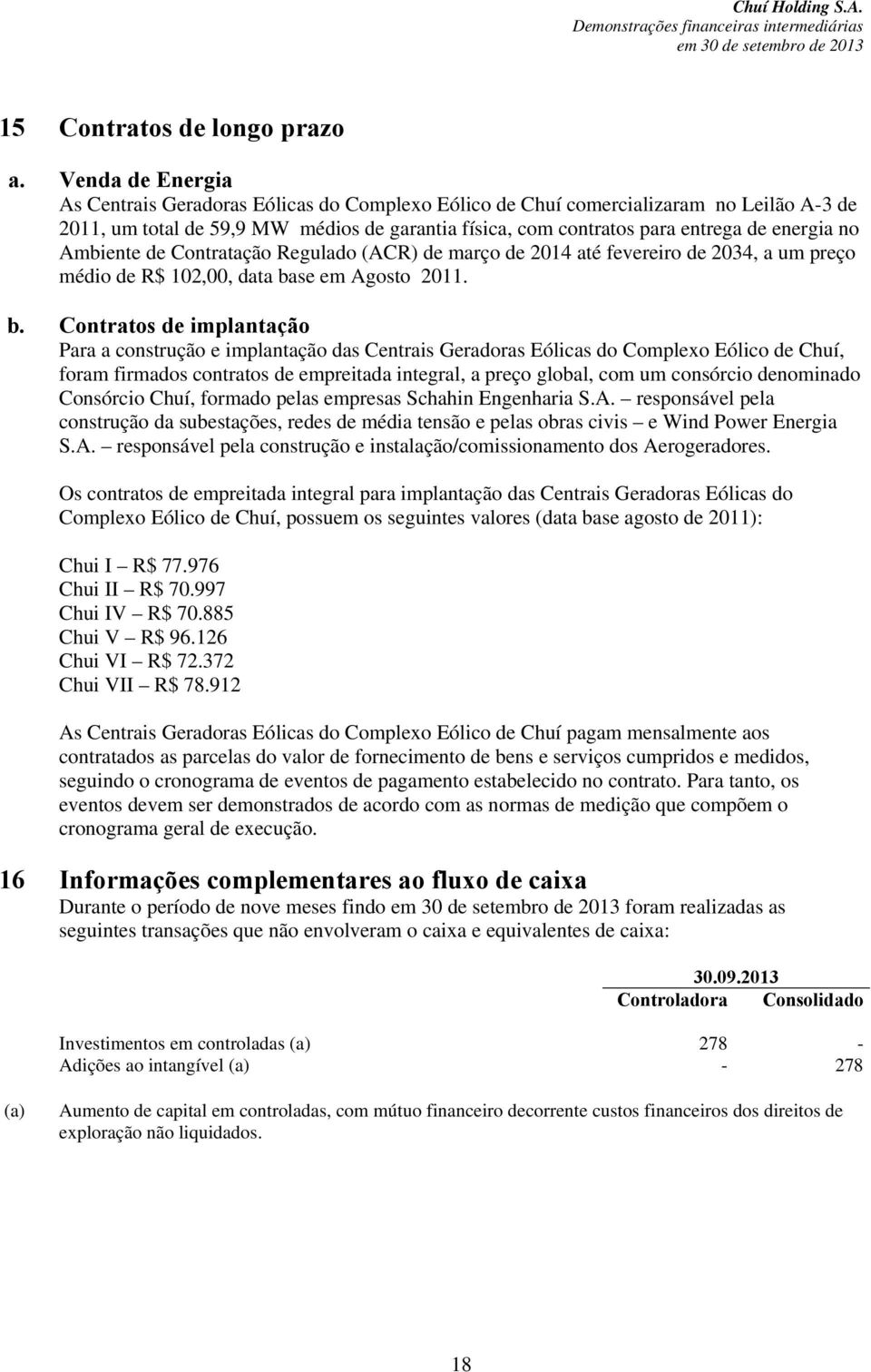 no Ambiente de Contratação Regulado (ACR) de março de 2014 até fevereiro de 2034, a um preço médio de R$ 102,00, data ba