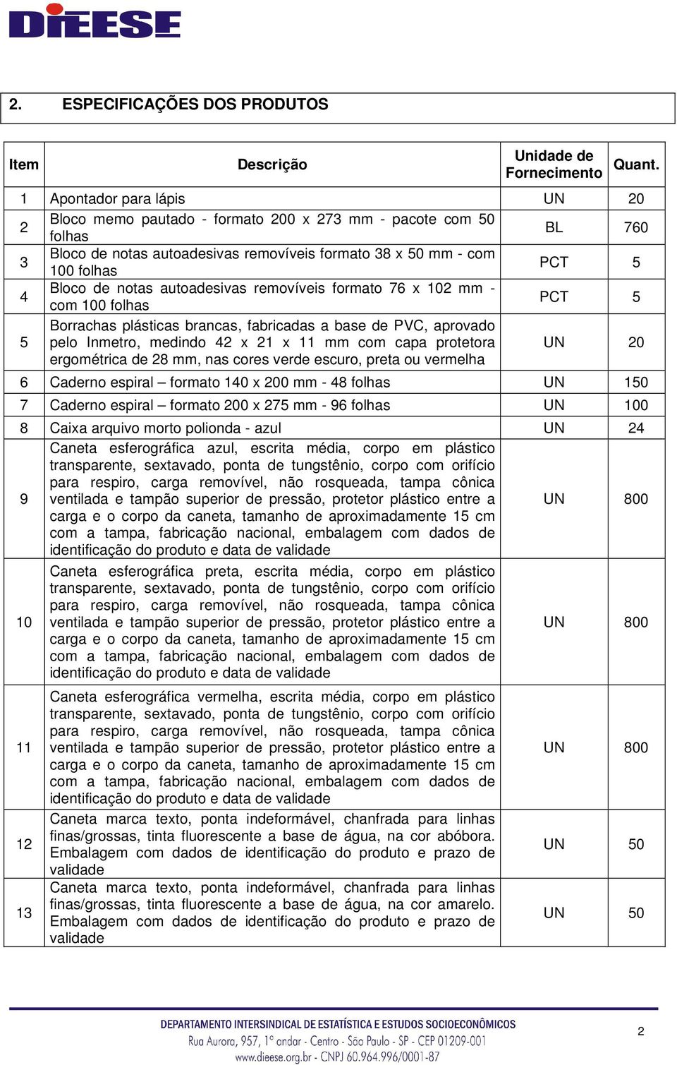 notas autoadesivas removíveis formato 76 x 102 mm - com 100 folhas PCT 5 5 Borrachas plásticas brancas, fabricadas a base de PVC, aprovado pelo Inmetro, medindo 42 x 21 x 11 mm com capa protetora