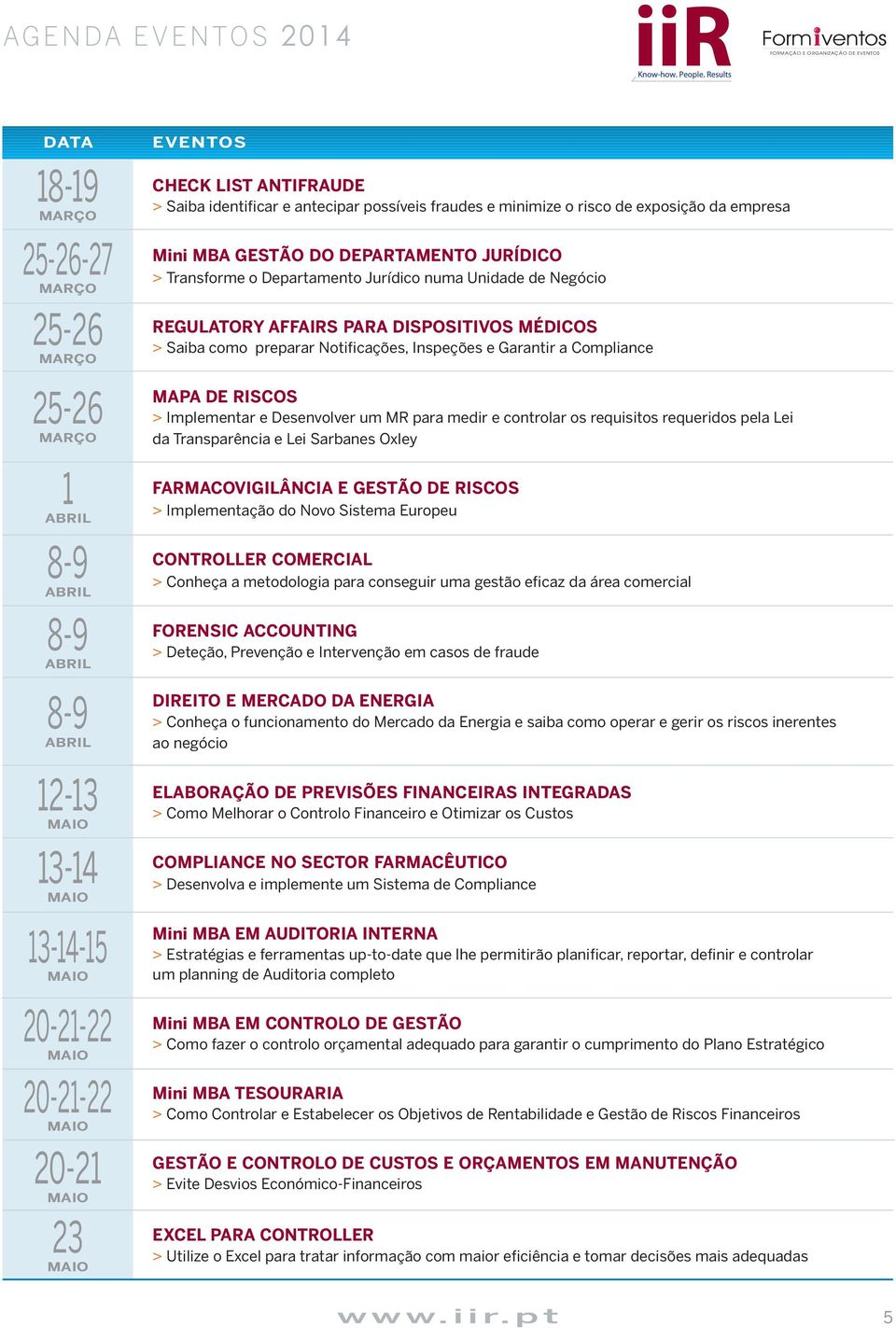 de Negócio REGULATORY AFFAIRS PARA DISPOSITIVOS MÉDICOS > Saiba como preparar Notificações, Inspeções e Garantir a Compliance MAPA DE RISCOS > Implementar e Desenvolver um MR para medir e controlar