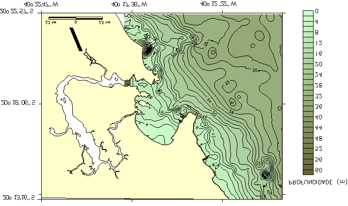 16 Figura 3 - Mapa batimétrico da Baía do Espírito Santo. Fonte: Albino et al. (2001).