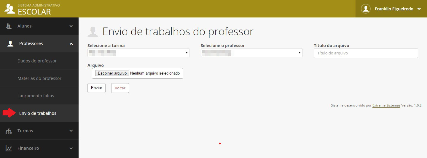 Este relacionamento será levado em consideração quando for cadastrar cursos e relacionar o professor com as turmas. 5.2.