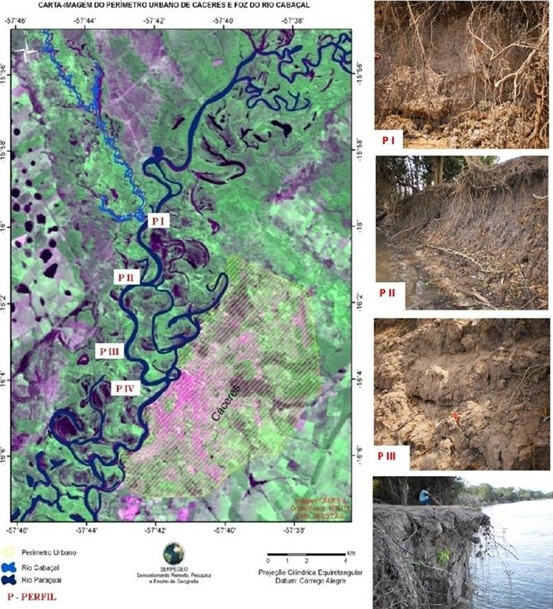 Carta imagem do segmento fluvial. FONTE: LEANDRO, 2010. CONSIDERAÇÕES FINAIS A cada evento de cheia e estiagem a dinâmica do rio Paraguai evolui em termos de erosão e sedimentação.