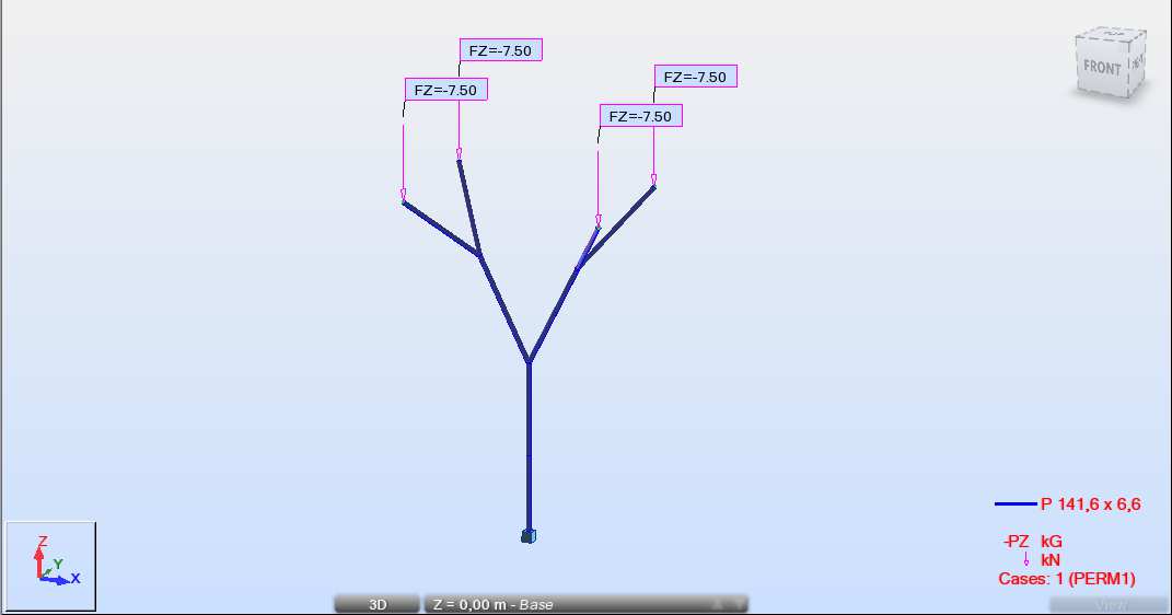 Figura 2 - Modelo de Ramificação Quadro 1 - Tabela comparativa dos Modelos 2D Modelos 2D Tipo Comprimento (mm) PE crítico (kn) Aumento de comprimento Aumento de carga Padrão 10000 30,86 - - 15 14282