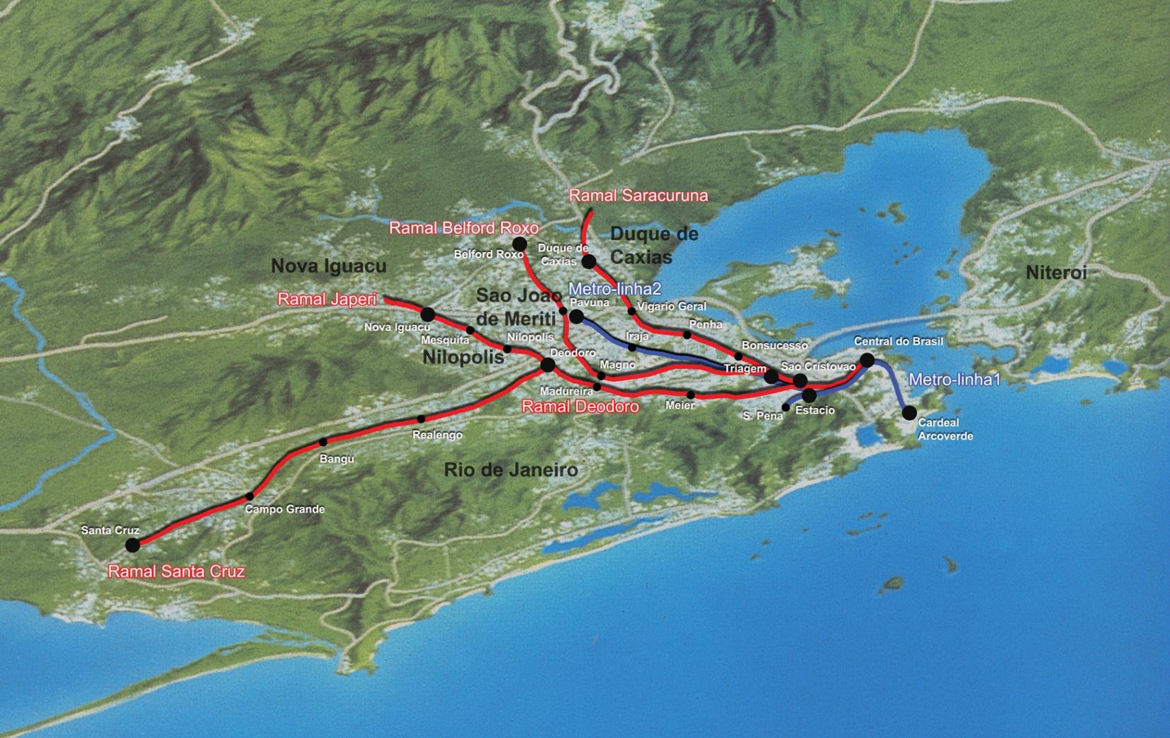 Rio de Janeiro cidade metropolitana Modais de grande capacidade trilhos Ramal Santa