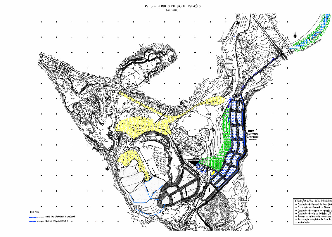 FASE 3 (4ª Empreitada) Solução inicial (Projecto 2009) FASE 3 (Algares) (4ª Empreitada) Construção de um pantanal (wetland) imediatamente a jusante do pantanal piloto, constituído por 14 bacias